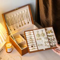 Caja de almacenamiento de joyas forrada de terciopelo para pendientes, anillos y collares de joyería-Blanco - details 4