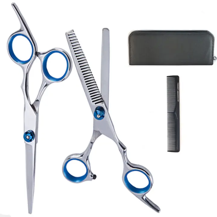 HY Tijeras Peluqueria Profesional，7 Pack/Set 6" Tijeras de Peluquería Profesional Corte de Pelo de Acero Inoxid con Peine,Barberos o Uso en el Hogar, Ligero y Agudo - 1