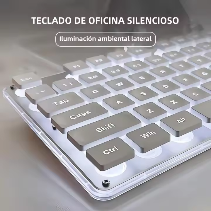 Teclado Membránico Inalámbrico EWEADN V3 BT De 104 Teclas Tamaño Completo Silencioso Con Iluminación Para Oficina Y Juego Compatible Con Desktop PCS - 1