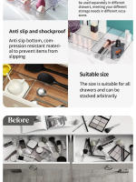 Juego De Organizadores De Cajones 7/14 Pcs Plásticos Transparentes Para Dormitorio Escritorio Almacenamiento De Joyería Maquillaje Y Gadgets - details 4