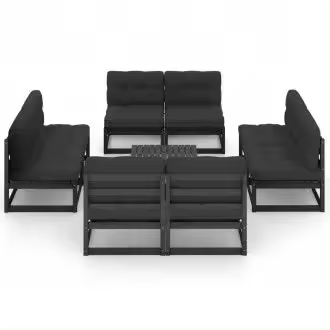 VIDAXL 3076328 set de muebles con cojines para el jardín fabricados en pino macizo negro vida xl - 1