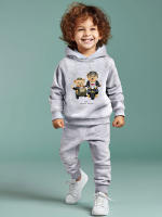 Conjunto De Dos Piezas Para Niños Con Estampado De Oso En Moto Triciclo Y Sudadera De Manga Larga Con Capucha Estilo Casual Para Todas Las Estaciones - details 1