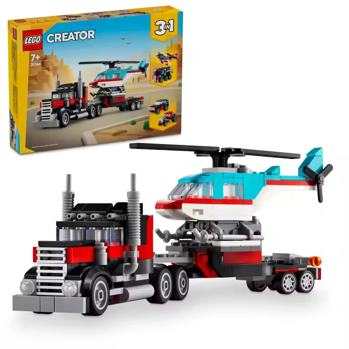 LEGO 31146 Creator Camión Plataforma con Helicóptero Set 3en1 con vehículos de juguete - 1