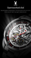Reloj De Moda PLAYBOY Para Hombres Acero Inoxidable Automático Mecánico Reloj De Mano Con Numeros Romanos Resistente Al Choque Y Luz - details 7