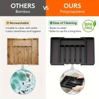 Organizador De Cajón De Cucharas Ajustable En Plástico Para Cocina Divisor De Almacenamiento Para Utensilios Y Cuchillería Estilo Moderno Plateado - details 6