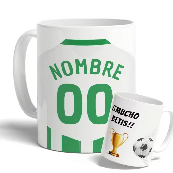 DEREGALOOS Taza de Fútbol Personalizada del Real Betis Balompié para forofos y aficionados - 1