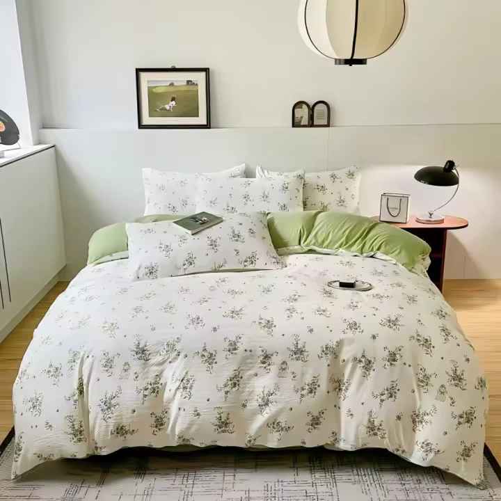 Juego de Funda Nórdica 4 Piezas-Ropa de Cama Algodón Lavado con Jacquard Elegante-Tacto Extra Suave, Varios Tamaño Disponible - 1