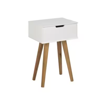 Mesilla de noche Oakland B104 , Muebles ES, MDF, Blanco, 40 x 61.5 x 30cm - 1