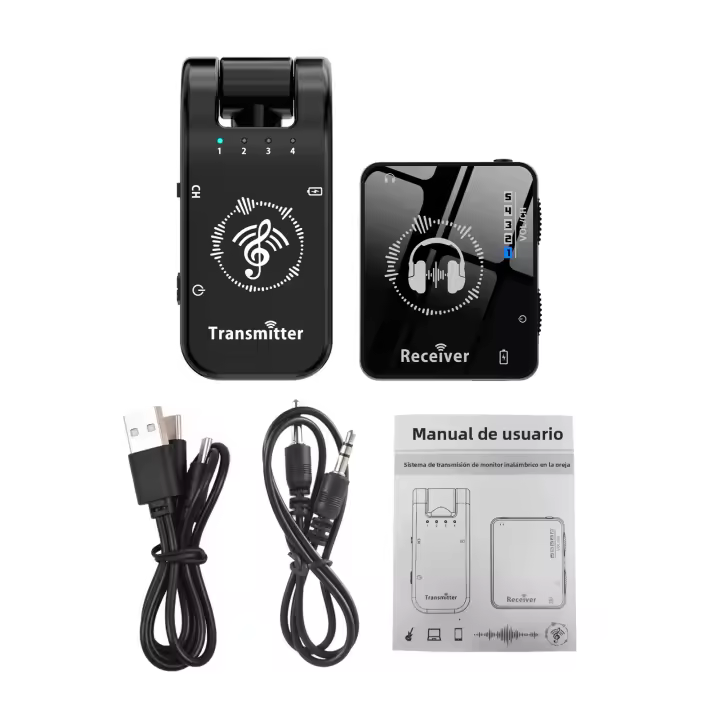 Sistema De Monitor Inalámbrico En Oídos 2.4G Con Transmisor Rotativo De 282° Y Receptor Portátil Con Clip De Collar Latencia Baja Distancia Eficiente De 131 Pies - 1