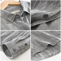 Camisa De Lino 100% Para Hombre Diseño Vintage Con Mangas Largas Cuello En V Casual Botones Ocultos Moda Moderna Para Oficina Y Uso Diario - details 8
