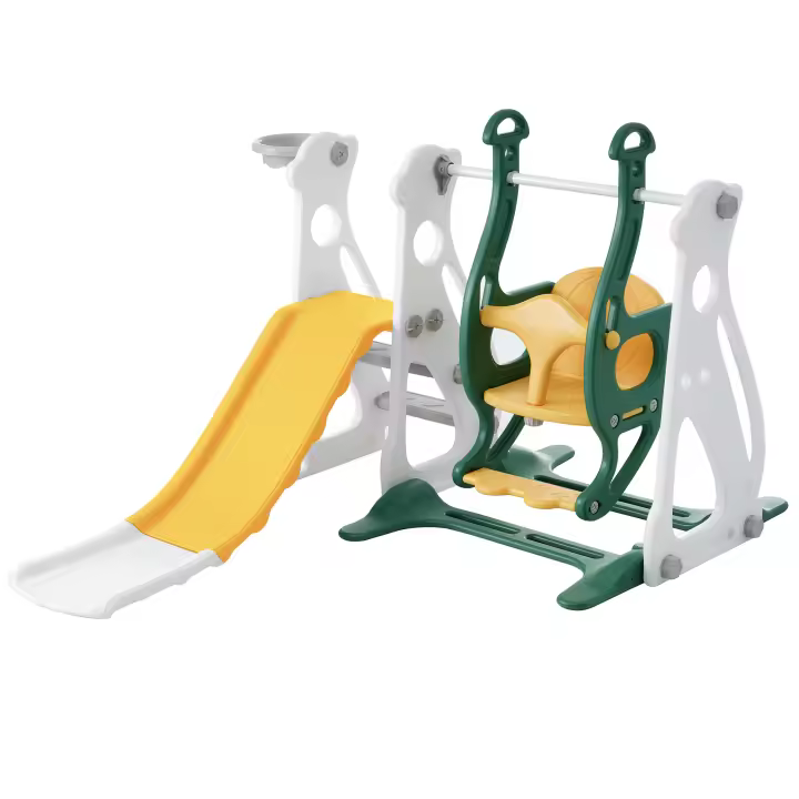 Tobogán infantil con columpio, tobogán infantil 4 en 1, tobogán, escaleras, columpio, estructura de baloncesto, tobogán columpio para interior - 1
