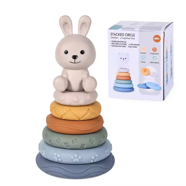 Torre blanda apilable, juguete de despertar sensorial para niños, juego Montessori, cubo de actividades para bebés, habilidades motoras, regalo educativo para el baño y la dentición - 1