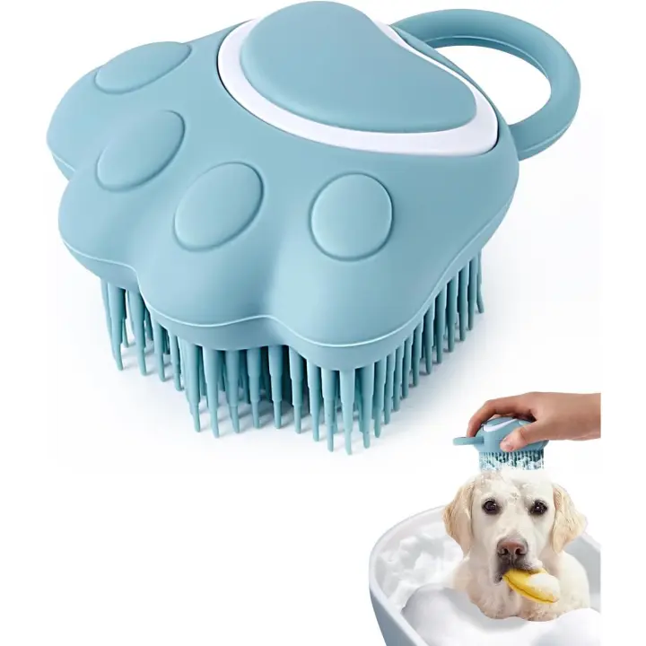Cuchillo de baño para mascotas, dispensador de masaje, Cuchillo de Ducha de silicona, Azul - 1