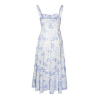 Vestido De Playa Para Mujer Con Estampado Floral Cuello Cuadrado Ajuste Frontal Y Abertura En Pierna Midi Polyester Sin Mangas Vestido De Noche - details 26