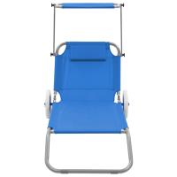 vidaXL Tumbona plegable con toldo y ruedas acero Azul, Negro, Rojo Sillas de Exterior Ideal para jardín, playa, piscina, terraza Tumbona Piscina Tumbonas Playa Tumbonas Jardín Exterior - details 0