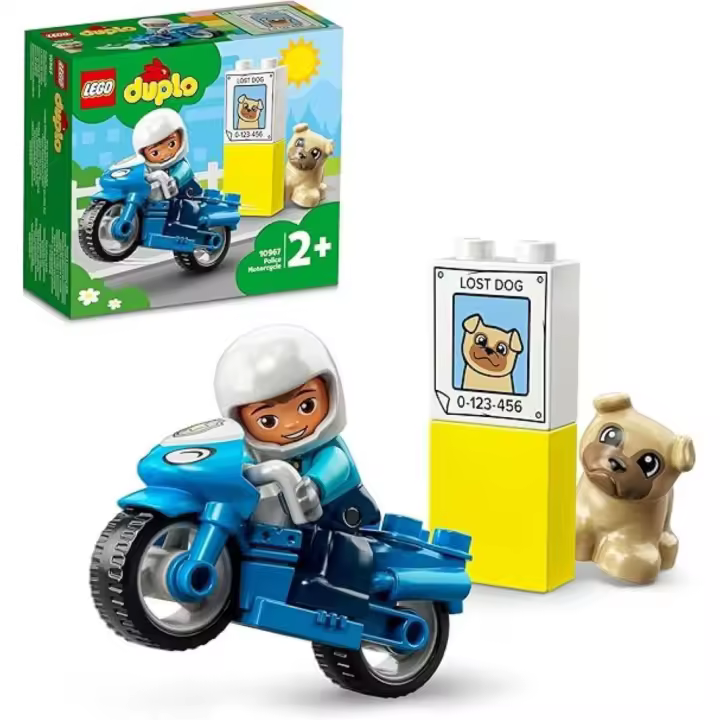 LEGO: Duplo Moto de Policía - Juguete Educativo -  Minifigura de Policía y Figura de Perro - Regalo Original - Edad recomendada mayores de 2 años - 1