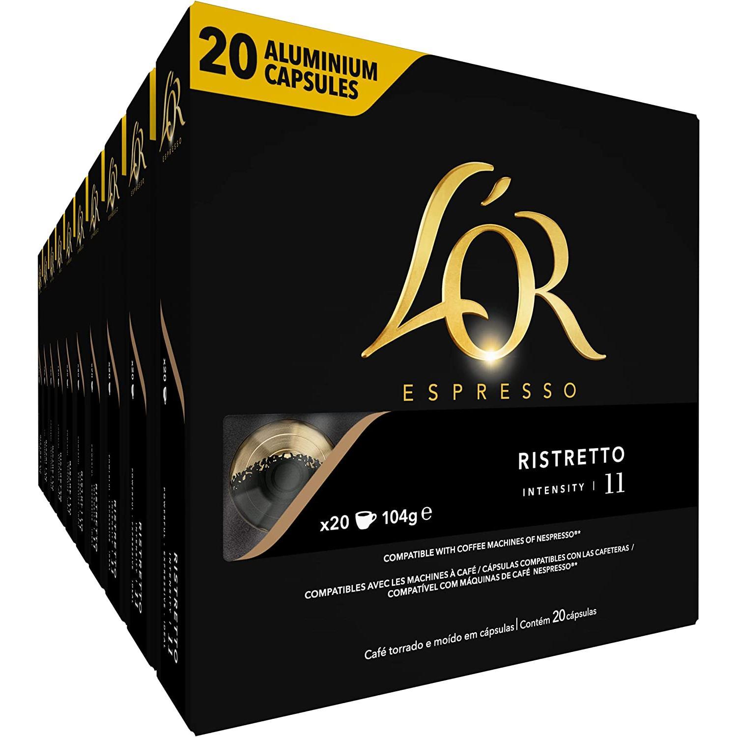 L'Or Café Ristretto Intensidad 11 - Pack de 200 Cápsulas Compatibles Nespresso
