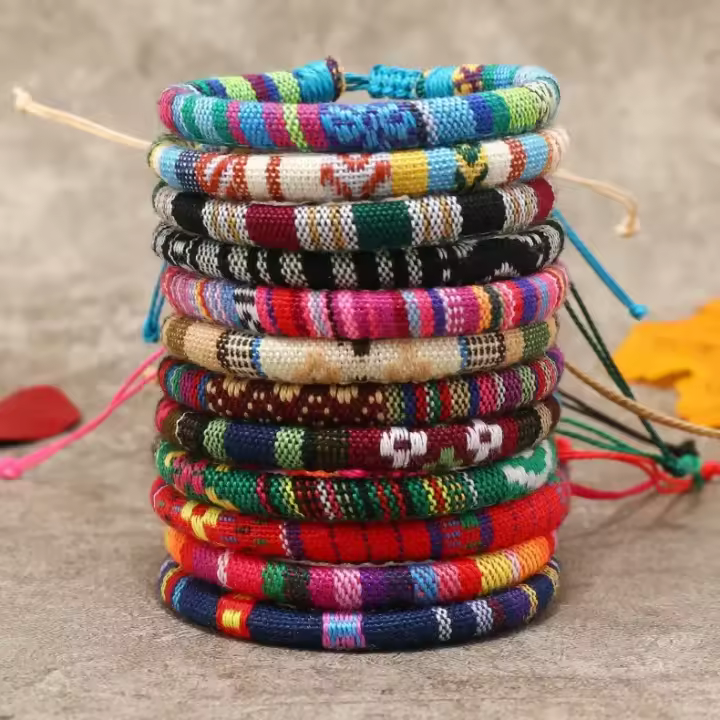 Juego De 12 Pulseras Éticas De Colores Para Mujeres Y Hombres Bohemia Tejidas En Lona Moda Verano Joyería Unisex Geométrica - 1