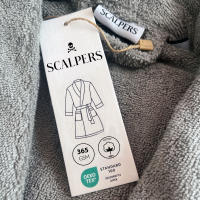 Scalpers Home Albornoz de Algodón 100% - 360GSM Gris con Ribetes Azules - Elegante y Sofisticado - details 6