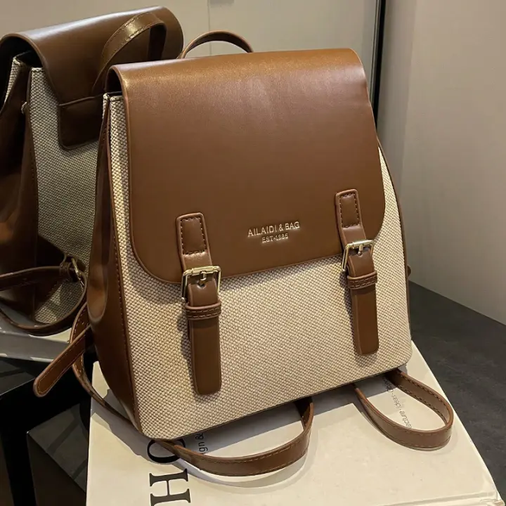 Mochila Color-block Estilosa Para Mujeres Adecuada Para El Día Escuela Y Trabajo Ideal Para Adolescentes Estudiantes De Universidad Femenina - 1