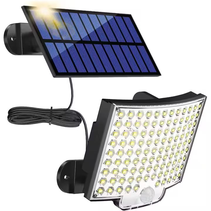 Luces Solares LED en Aire Libre con sensor de Movimiento, IP65 en prueba de Agua, Iluminación de Ángulo de 120 °, Luz de pared de Jardín solar with Cable de 5m - 1