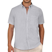 Camiseta De Algodón Para Hombre Manga Corta Verano Casual Camisetas De Playa Regular Con Bolsillo Botón-down Basic Streetwear - details 5
