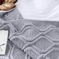 Manta de DOT de chenilla a Cuadros con pompones-Manta de Cama suave y Cálida Sofá (130x160cm)-Gris - details 0