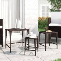 vidaXL Mesas apilables de jardín 3 unidades ratán sintético en color Marrón/Negro | estructura resistente ideal para salón dormitorio o estudio - details 0