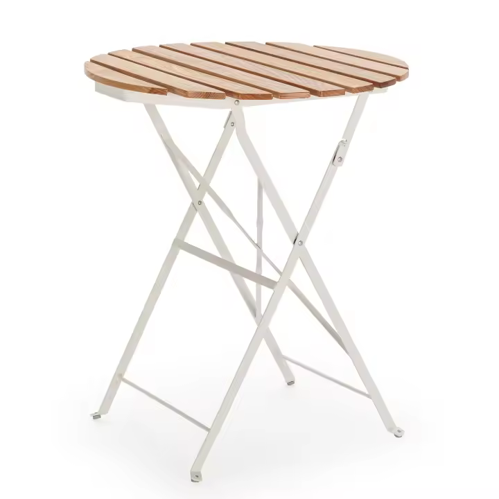 VS Venta-Stock Mesa de Jardín Plegable Ambar de Madera y Metal Blanco - 1