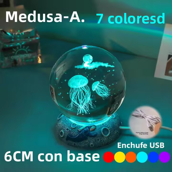Lámpara De Noche En Forma De Balón De Cristal Con Jirafas Luminosas Y Astronauta Luz USB Para Decoración De Mesa Regalos Para Niños - 1