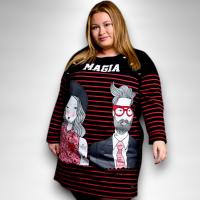 Vestido Hipster Anabel Lee Mujer | Rayas Marineras Algodón Corazones | Maxi Print "Creen en la Magia" - details 0