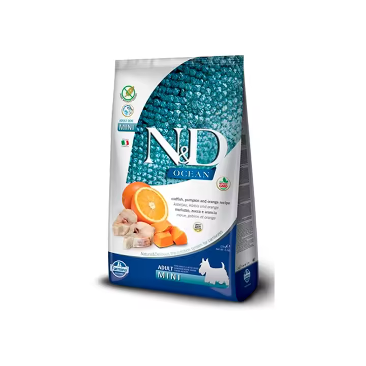 Farmina N&D Dog Ocean Pumpkin Mini Bacalao - Pienso para Perros de Razas Mini - 1