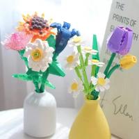 Bloques De Construcción Con Diseño De Flores 13 Estilos Rosas Lavanda Durazno Lirio De Valldoreix Tulipán Adornos Para El Hogar DIY Para Adultos - details 4