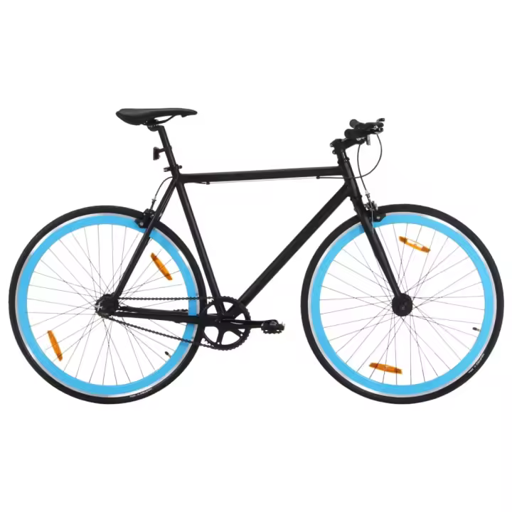 vidaXL Bicicleta de piñón fijo negro y azul 700c 55 cm - 1