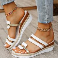Sandalias De Verano Para Mujer Moda Confortables Deportivas Abiertas Antideslizantes Corte Salpicado Suaves Tacón Anudado Talla Grande 43 - details 4