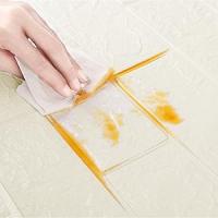 Papel Pintado Autoadhesivo 3D Pared - Efecto Ladrillo de Piedra, Impermeable Grueso Pegatina de Pared, Espuma de Polietileno, para Cuarto de Baño, Dormitorio y Cocina (0.7m x 20m, Blanco) - details 3