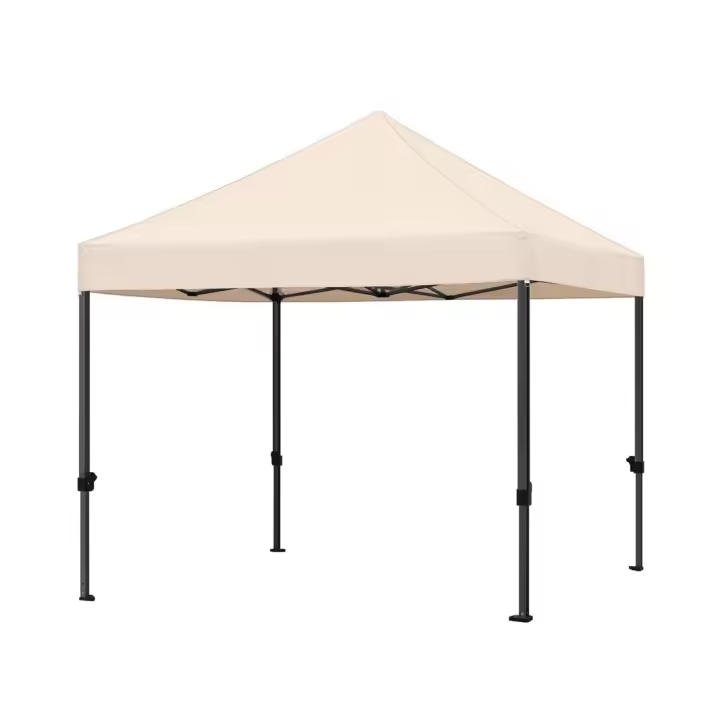 Carpa Plegable 3x3 Carpas para Exteriores Altura Ajustable de 323-341cm Camping Cenador de Jardín Impermeable Sombrilla Carpa Playa Terraza Toldo con 4 Bolsas Beige - 1