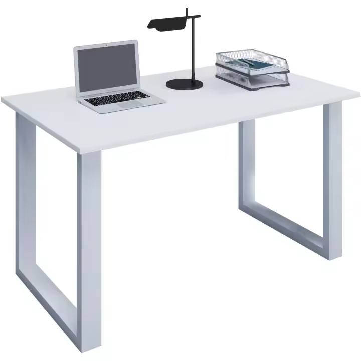 Holz Schreibtisch | H. 76 x B. 110 x T. 50 cm | Computertisch schlicht | Füße aus hochwertigem Metall | Arbeitstisch | Büromöbel - Lona U - 1