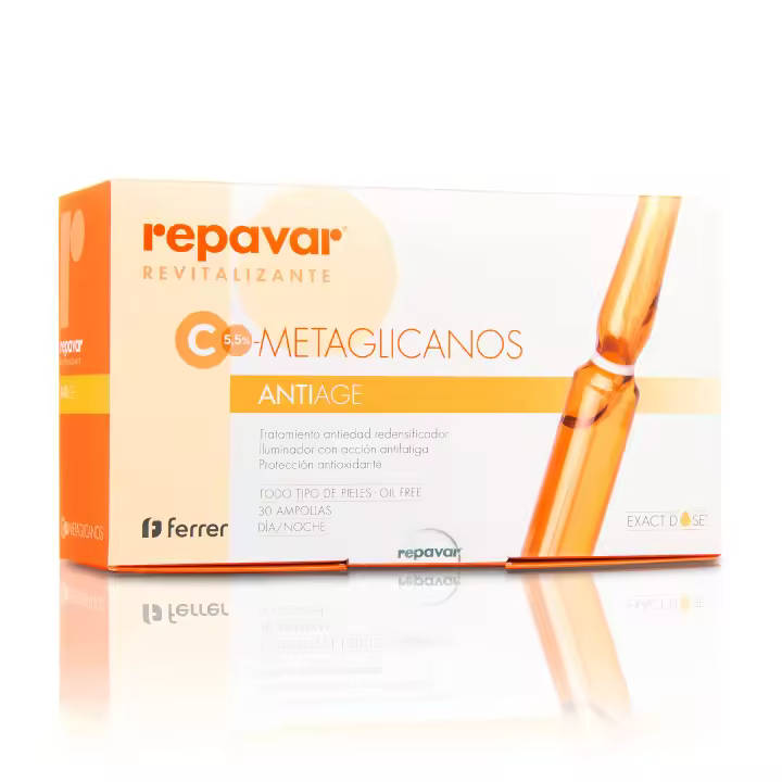 Repavar Revitalizante Sérum Metaglicanos Antiage con Acción Redensificadora - Elaborado con Vitamina C - Piel más Joven, Tersa y Luminosa - 30 Ampollas de 1 ml - 1