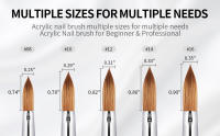 KEMEISI Set De Pinceles De Uñas De Acrílico Kolinsky #8-#16 Para Aplicación Profesional De Uñas 3D Pinceles De Arte De Mano Hechos a Mano - details 10