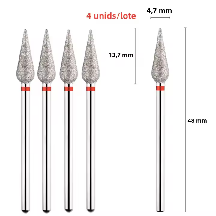 Cutter De Diamante Para Manicura Y Pedicura Accesorio Para Taladro Eléctrico De Uñas Herramienta De Eliminación De Gel De 4 Piezas - 1