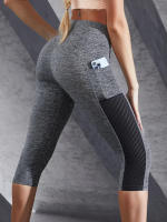 Pantalones De Yoga De Manga Larga Para Mujer Control De Abdomen Leggings De Alta Elasticidad De Color Sólido Con Bolsillos Laterales De Talla Alta Para Ejercicio - details 4