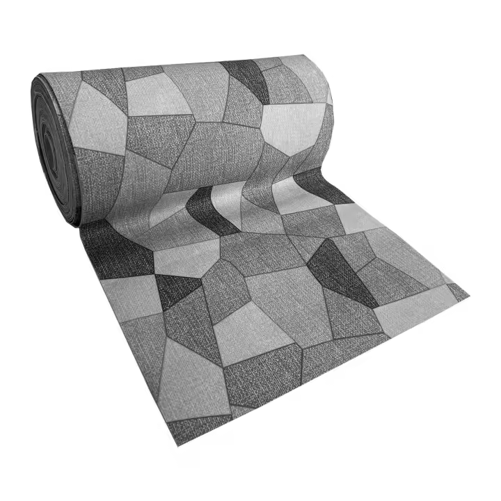 Alfombra moqueta antideslizante por metros para cocina y pasillo - Patchwork Baldosas Parches Gris 7080011-2 - 1