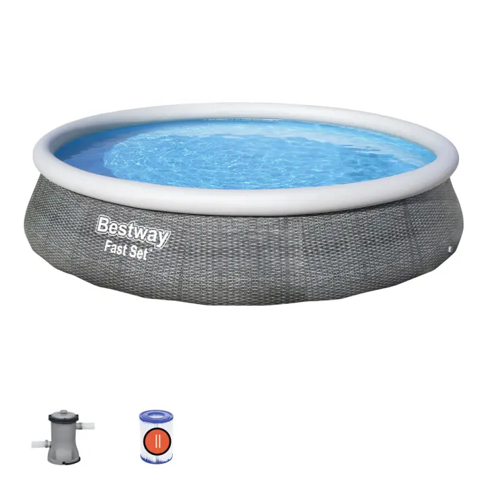 Bestway Piscina Hinchable Adulto Aro Ratan con Depurador 396x84 cm Jardin 57376 - 1