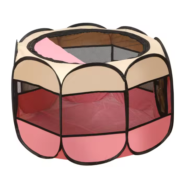 Tienda para mascotas, jaula plegable de tela Oxford antiarañazos, sala de maternidad para perros y gatos, S (rosa) - 1