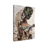MIRAMAX-Cuadro Impreso Sobre Lienzo Diseño de Chica Mujer Africana,Arte de pared,Cuadros para la decoración interior del hogar,Sala de estar,Dormitorio,Sin marco 80X110cm - details 0
