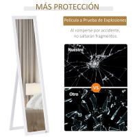 HOMCOM Espejo de Pie Cuerpo Entero Espejo de Pared Rectangular con 2 Formas de Uso Moderno para Pasillo Dormitorio Sala de Estar 37x37x154 cm - details 4