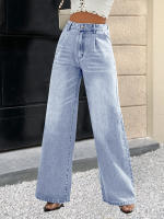 Nuevas Jeans Para Mujer Estilo Europeo Y Americano Color Sólido Pantalones Rectos De Pierna Ancha CasualCompatibles Con Todo - details 10