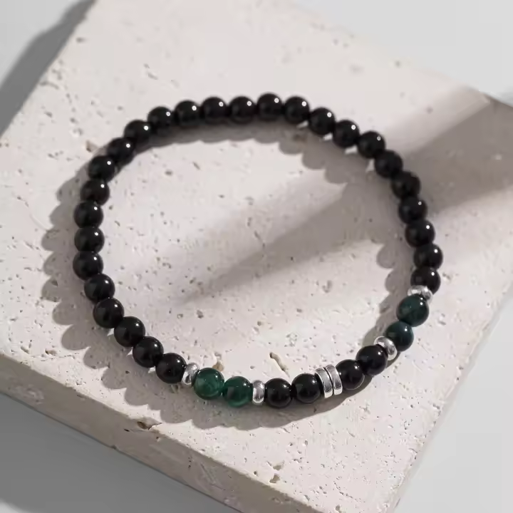Salircon Pulsera Elástica Para Hombre Moda Hip Hop Con Cuentas De Acrílico Y Vidrio Pulsera De Cuerda Para Fiestas Joyería De Decoración - 1