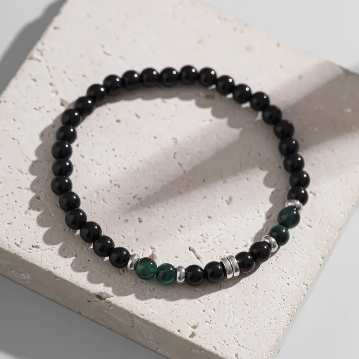 Salircon Pulsera Elástica Para Hombre Moda Hip Hop Con Cuentas De Acrílico Y Vidrio Pulsera De Cuerda Para Fiestas Joyería De Decoración - 1